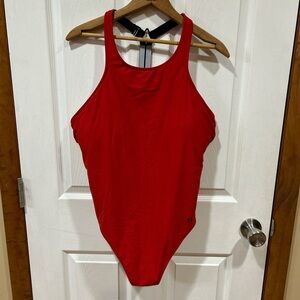 Vibrant red Sports Illustrated one-piece swimsuit XL, classic fit poolside ready
